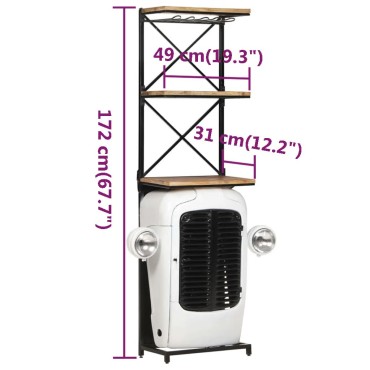 vidaXL Κάβα Κρασιών Λευκή Όψη Τρακτέρ 49x31x172cm Μασίφ Ξύλο Μάνγκο 1 τεμ.