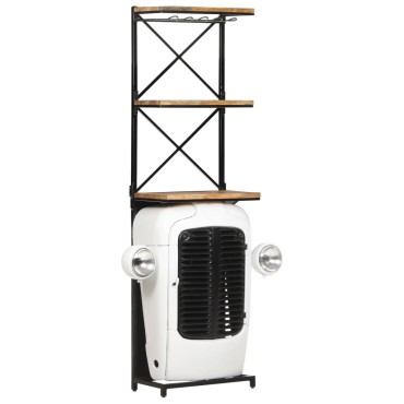 vidaXL Κάβα Κρασιών Λευκή Όψη Τρακτέρ 49x31x172cm Μασίφ Ξύλο Μάνγκο 1 τεμ.