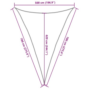 vidaXL Πανί Σκίασης Κόκκινο 5 x 7 x 7 μ. από HDPE 160 γρ./μ²