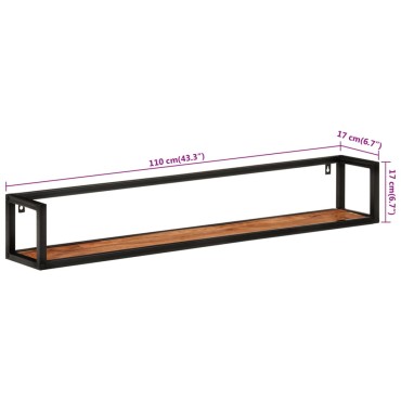vidaXL Ράφια Τοίχου 2 τεμ. 110x17x17cm Μασίφ Ξύλο Ακακίας & Σίδερο