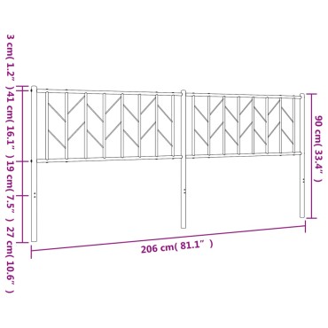 vidaXL Κεφαλάρι Μαύρο Μεταλλικό 206x3x90cm 1 τεμ.