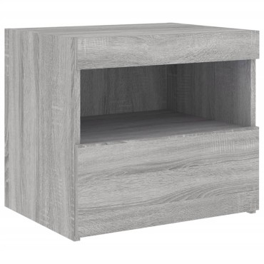 vidaXL Κομοδίνο με Φώτα LED Γκρι Sonoma 50x40x45cm 1 τεμ.