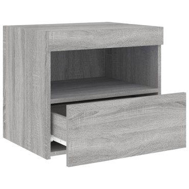 vidaXL Κομοδίνο με Φώτα LED Γκρι Sonoma 50x40x45cm 1 τεμ.