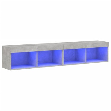 vidaXL Έπιπλα Τηλεόρασης με LED 2 τεμ. Γκρι Σκυροδέματος 80x30x30cm