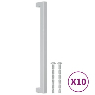 vidaXL Λαβές Ντουλαπιών 10 τεμ. Ασημί 224 χιλ. από Ανοξείδωτο Ατσάλι