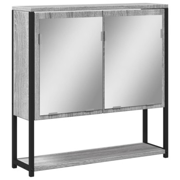 vidaXL Καθρέφτης Μπάνιου Ντουλάπι Γκρι Sonoma 60x16x60cm Επεξ. Ξύλο 1 τεμ.