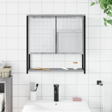 vidaXL Καθρέφτης Μπάνιου Ντουλάπι Γκρι Sonoma 60x16x60cm Επεξ. Ξύλο 1 τεμ.