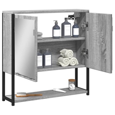 vidaXL Καθρέφτης Μπάνιου Ντουλάπι Γκρι Sonoma 60x16x60cm Επεξ. Ξύλο 1 τεμ.