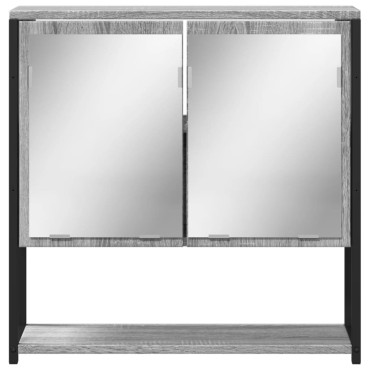 vidaXL Καθρέφτης Μπάνιου Ντουλάπι Γκρι Sonoma 60x16x60cm Επεξ. Ξύλο 1 τεμ.