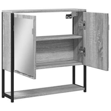 vidaXL Καθρέφτης Μπάνιου Ντουλάπι Γκρι Sonoma 60x16x60cm Επεξ. Ξύλο 1 τεμ.