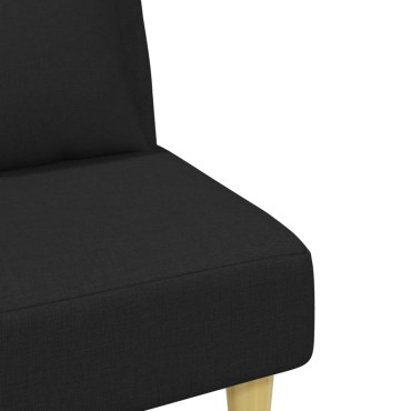 vidaXL Καναπές Κρεβάτι Διθέσιος Μαύρος Ύφασμα Μαξιλάρια/Υποπόδιο 200x84,5x69cm 1 τεμ.