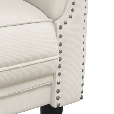 vidaXL Σετ Καναπέ 3 τεμ. Κρεμ Βελούδο 80x77x74cm  Διθέσιος Τριθέσιος