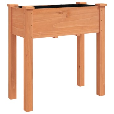 vidaXL Γλάστρα με Ρόδες & Επένδυση Καφέ 71x37x80 εκ. Μασίφ Ξύλο Ελάτης