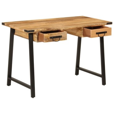 vidaXL Γραφείο με Συρτάρια 105x55x70cm από Μασίφ Ξύλο Μάνγκο & Σίδηρο