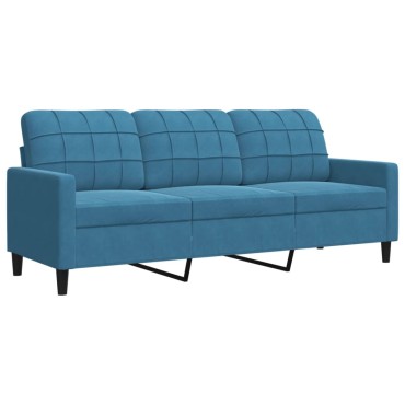 vidaXL Καναπές Τριθέσιος Μπλε Βελούδινος 197x77x80cm 1 τεμ.