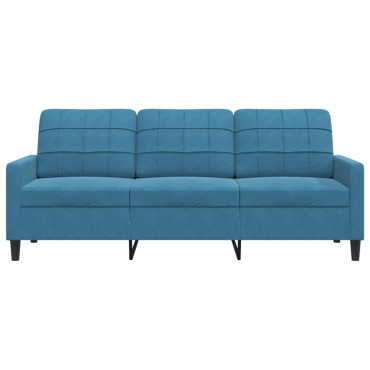 vidaXL Καναπές Τριθέσιος Μπλε Βελούδινος 197x77x80cm 1 τεμ.
