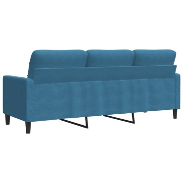 vidaXL Καναπές Τριθέσιος Μπλε Βελούδινος 197x77x80cm 1 τεμ.
