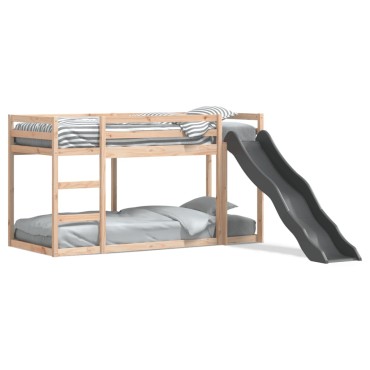 vidaXL Κουκέτα με Τσουλήθρα/Σκάλα 90x200cm από Μασίφ Ξύλο Πεύκου 1 τεμ. - Μονό