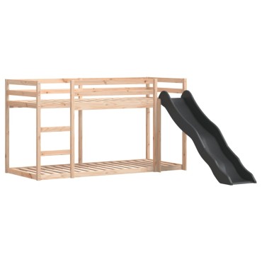 vidaXL Κουκέτα με Τσουλήθρα/Σκάλα 90x200cm από Μασίφ Ξύλο Πεύκου 1 τεμ. - Μονό