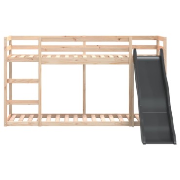 vidaXL Κουκέτα με Τσουλήθρα/Σκάλα 90x200cm από Μασίφ Ξύλο Πεύκου 1 τεμ. - Μονό