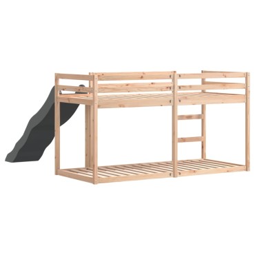 vidaXL Κουκέτα με Τσουλήθρα/Σκάλα 90x200cm από Μασίφ Ξύλο Πεύκου 1 τεμ. - Μονό