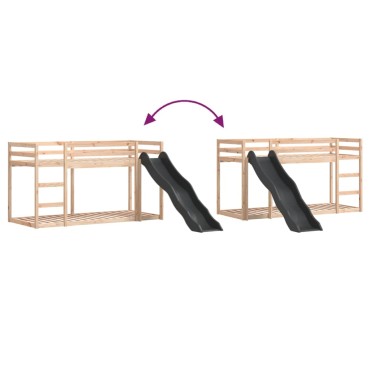 vidaXL Κουκέτα με Τσουλήθρα/Σκάλα 90x200cm από Μασίφ Ξύλο Πεύκου 1 τεμ. - Μονό