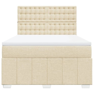 vidaXL Κρεβάτι Boxspring με Στρώμα Κρεμ 140x200 εκ. Υφασμάτινο