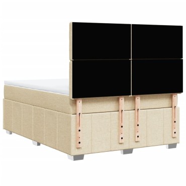 vidaXL Κρεβάτι Boxspring με Στρώμα Κρεμ 140x200 εκ. Υφασμάτινο