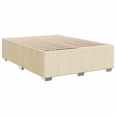 vidaXL Κρεβάτι Boxspring με Στρώμα Κρεμ 140x200 εκ. Υφασμάτινο