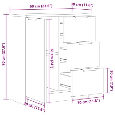 vidaXL Μπουφές Αρτισιανή Δρυς 60x30x70cm από Επεξεργασμένο Ξύλο 1 τεμ.