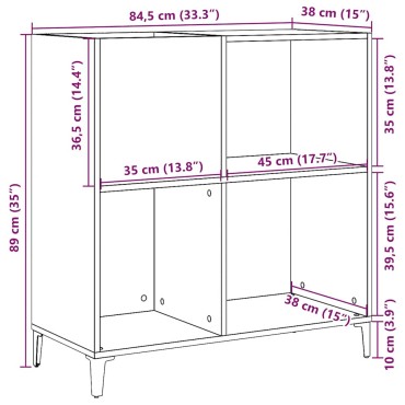 vidaXL Δισκοθήκη τεχνίτης Δρυς 84,5x38x89cm από Επεξεργασμένο Ξύλο 1 τεμ.