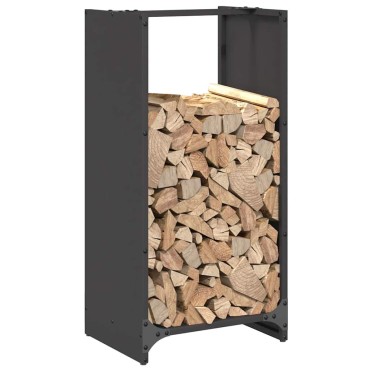 vidaXL Ράφι Καυσόξυλων Μαύρο 40x30x80 εκ. Χάλυβας ψυχρής έλασης