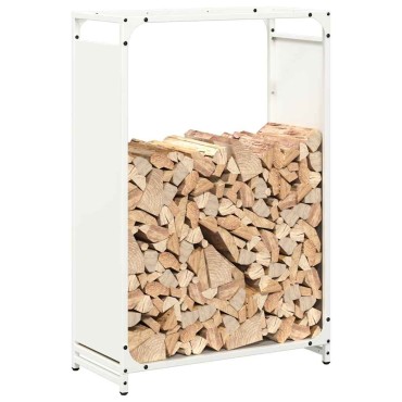 vidaXL Ράφι για καυσόξυλα Λευκό 60x28x90 cm Ατσάλι ψυχρής έλασης