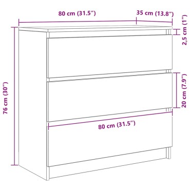 vidaXL Ντουλάπι Sonoma δρυς 80x35x76cm Επεξεργασμένο Ξύλο 1 τεμ.