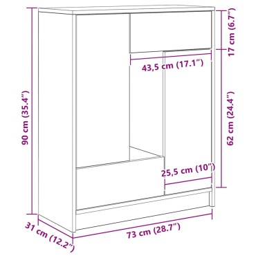 vidaXL Συρταριέρα με Συρτάρια και Πόρτες Λευκή 73x31x90 εκ 1 τεμ.