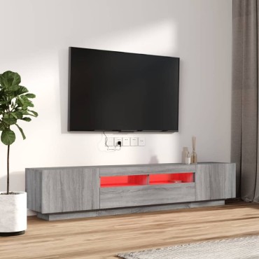 vidaXL Σετ Επίπλων Τηλεόρασης 2 τεμ. LED Γκρι Sonoma Επεξεργ. Ξύλο 100x35x80cm