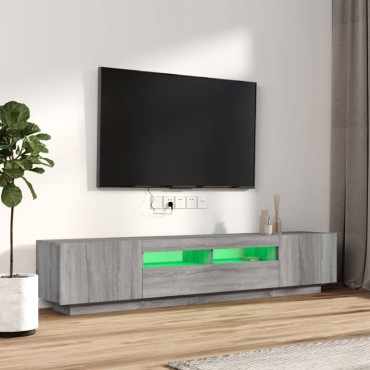 vidaXL Σετ Επίπλων Τηλεόρασης 2 τεμ. LED Γκρι Sonoma Επεξεργ. Ξύλο 100x35x80cm