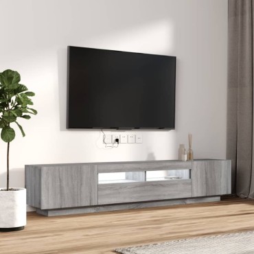 vidaXL Σετ Επίπλων Τηλεόρασης 2 τεμ. LED Γκρι Sonoma Επεξεργ. Ξύλο 100x35x80cm