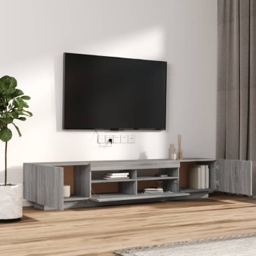 vidaXL Σετ Επίπλων Τηλεόρασης 2 τεμ. LED Γκρι Sonoma Επεξεργ. Ξύλο 100x35x80cm