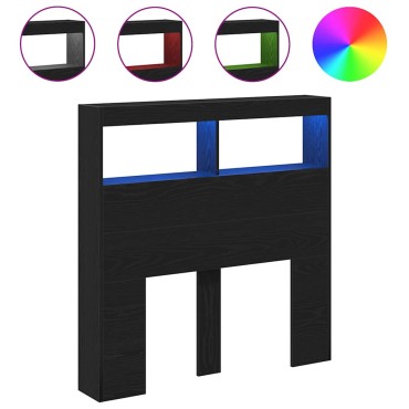 vidaXL Κεφαλάρι με Αποθηκευτικό Χώρο & LED Μαύρο Δρυς 100x17x102cm 1 τεμ.