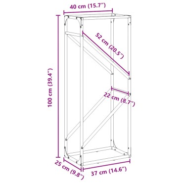 vidaXL Ράφι για καυσόξυλα 40x25x100 εκ. Ατσάλι ψυχρής έλασης