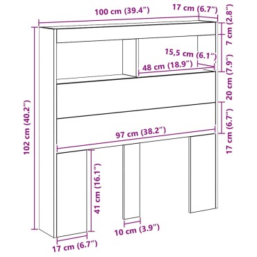 vidaXL Κεφαλάρι με Αποθηκευτικό Χώρο & LED 100x17x102cm 1 τεμ.