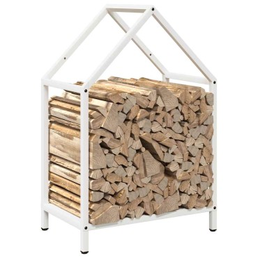 vidaXL Ράφι για καυσόξυλα Λευκό 40x25x60 εκ. Ατσάλι ψυχρής έλασης