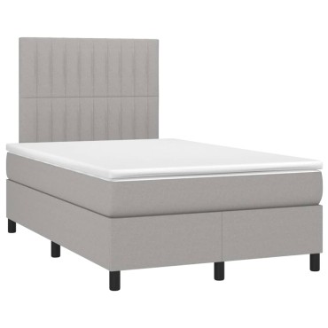 vidaXL Κρεβάτι Boxspring με Στρώμα & LED Αν.Γκρι 120x190εκ. Υφασμάτινο