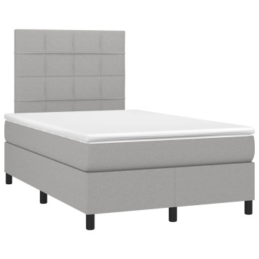 vidaXL Κρεβάτι Boxspring με Στρώμα & LED Αν.Γκρι 120x190εκ. Υφασμάτινο