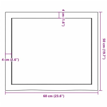 vidaXL Πάγκος Μπάνιου Αν. Καφέ 60x50x(2-4) εκ. Επεξεργ. Μασίφ Ξύλο