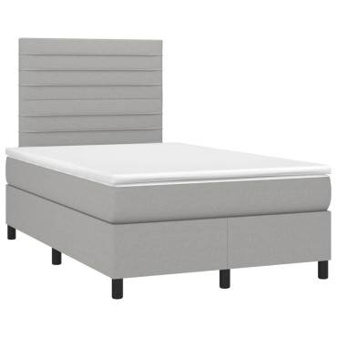 vidaXL Κρεβάτι Boxspring με Στρώμα & LED Αν.Γκρι 120x190εκ. Υφασμάτινο