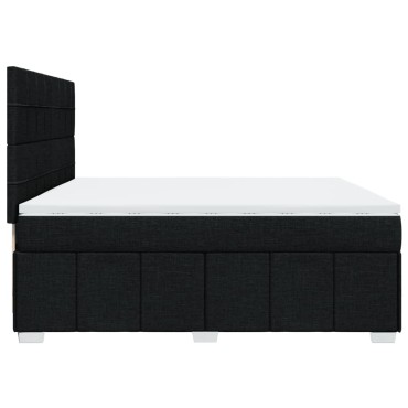 vidaXL Κρεβάτι Boxspring με Στρώμα Μαύρο 200x200 εκ. Υφασμάτινο