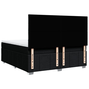 vidaXL Κρεβάτι Boxspring με Στρώμα Μαύρο 200x200 εκ. Υφασμάτινο