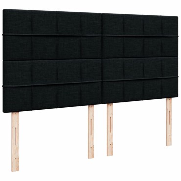 vidaXL Κρεβάτι Boxspring με Στρώμα Μαύρο 200x200 εκ. Υφασμάτινο